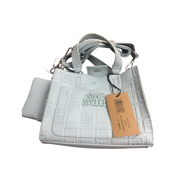 Steve Madden Blivona Small Tote Bag Mint Green Embossed Logo Satchel NWT $68 - Picture 6 of 9